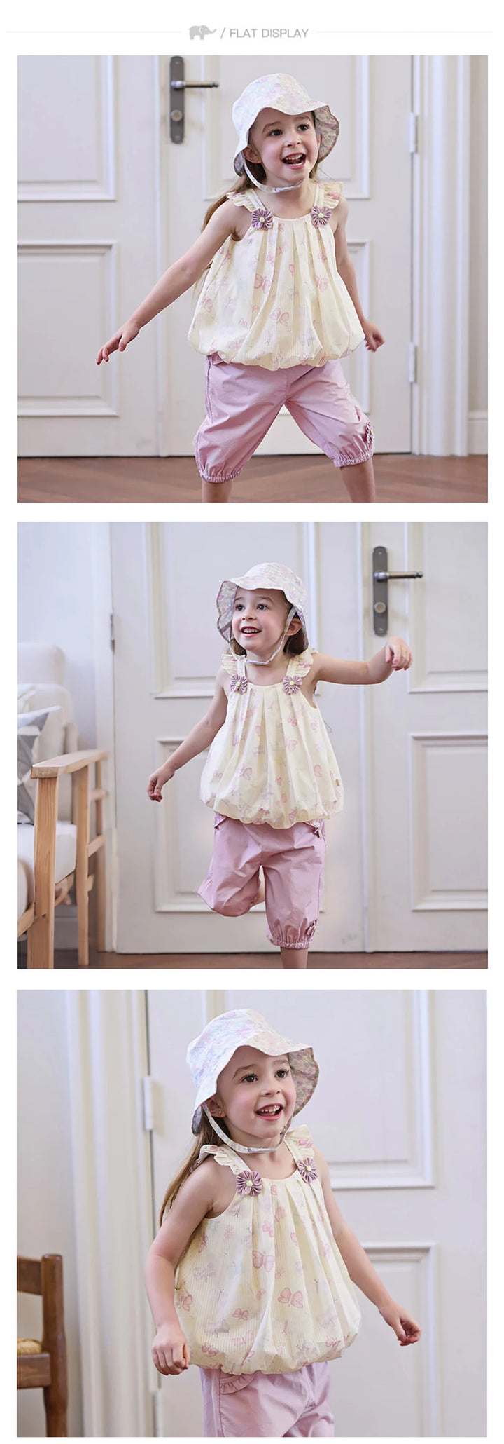 Girls Butterfly Print Summer Outfit Set