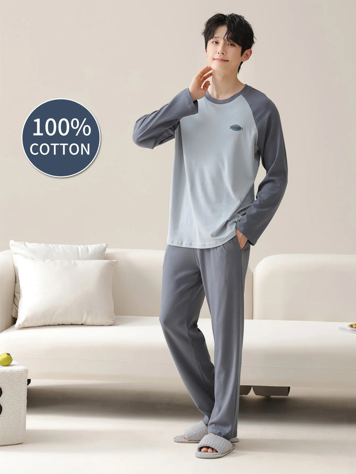 Men’s Cotton Pajama Set | Classic Long Sleeve Homewear