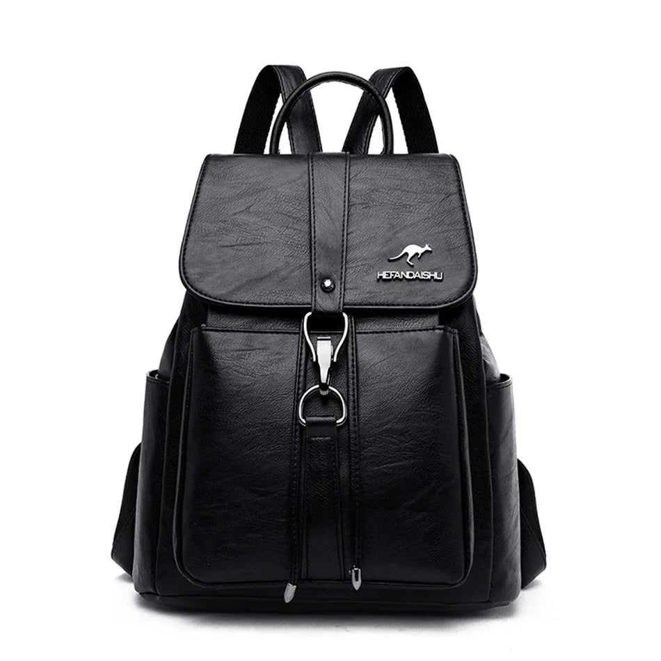 Women’s Everyday Leather-Look Backpack | حقيبة ظهر نسائية ناعمة لليوميات
