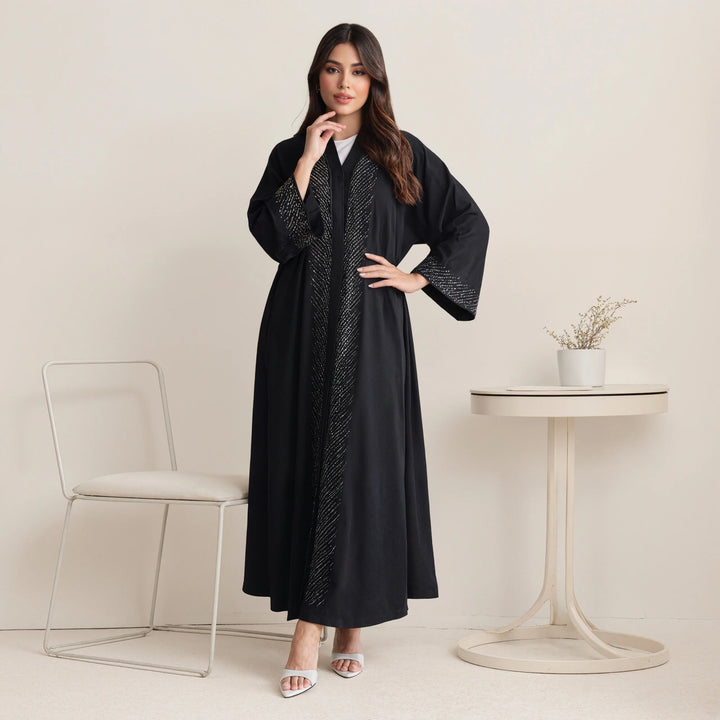 Women’s Open Abaya | Rhinestone Detail Plus Size Design