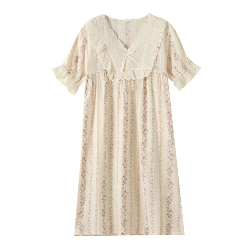 Women’s Cotton Summer Nightgown | جلابية بيت قطنية صيفي - Vine Print