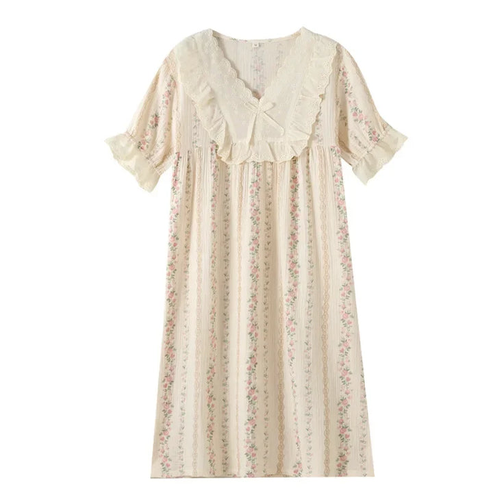 Women’s Cotton Summer Nightgown | جلابية بيت قطنية صيفي - Vine Print