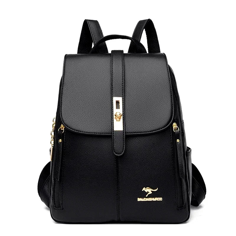 Women’s Vintage Leather-Look Backpack | حقيبة ظهر نسائية بطابع كلاسيكي