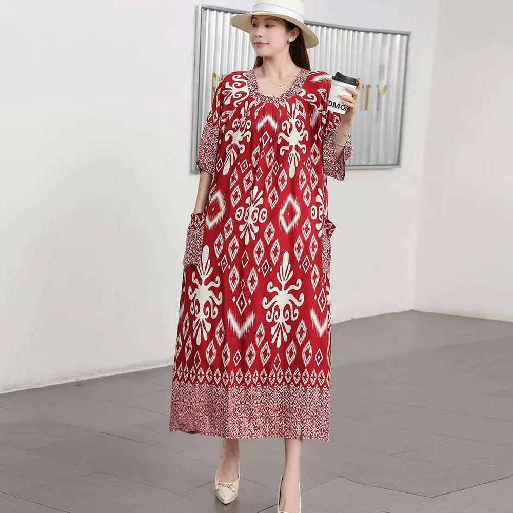 Women’s Floral Maternity Lounge Dress | فستان بيت واسع ومريح - Floral