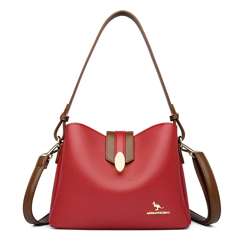 Women’s Casual Leather-Look Tote Bag | حقيبة توت نسائية عملية