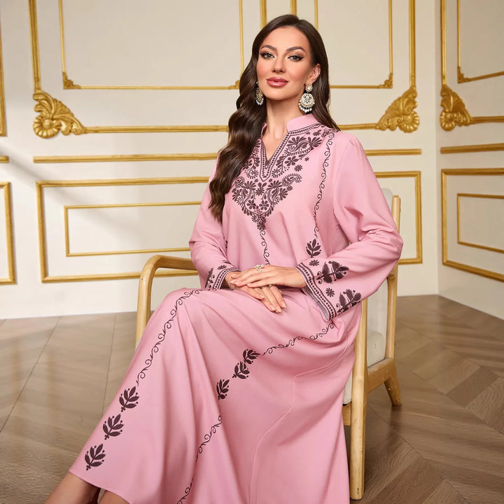 Women’s Luxe Embroidered Modest Maxi Dress | فستان طويل مطرز فاخر