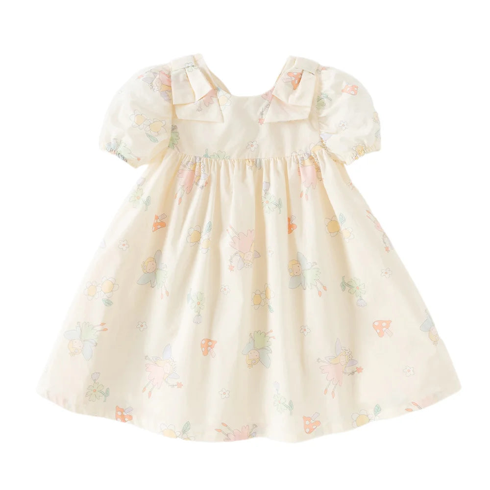 Girls Floral Print Cotton Dress