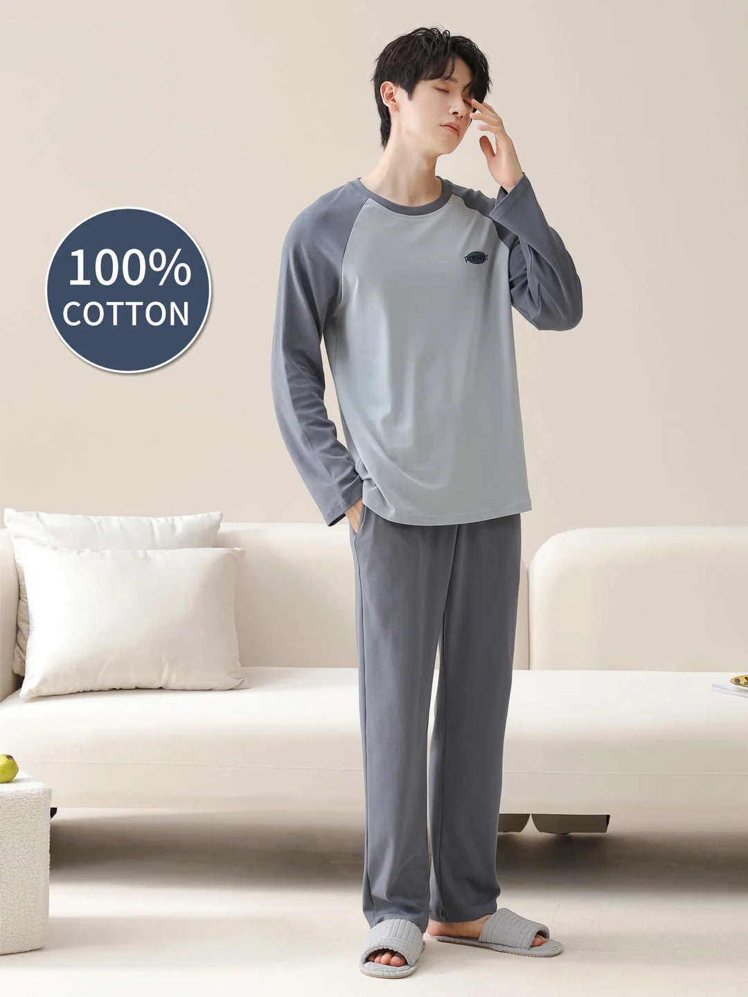 Men’s Cotton Pajama Set | Classic Long Sleeve Homewear
