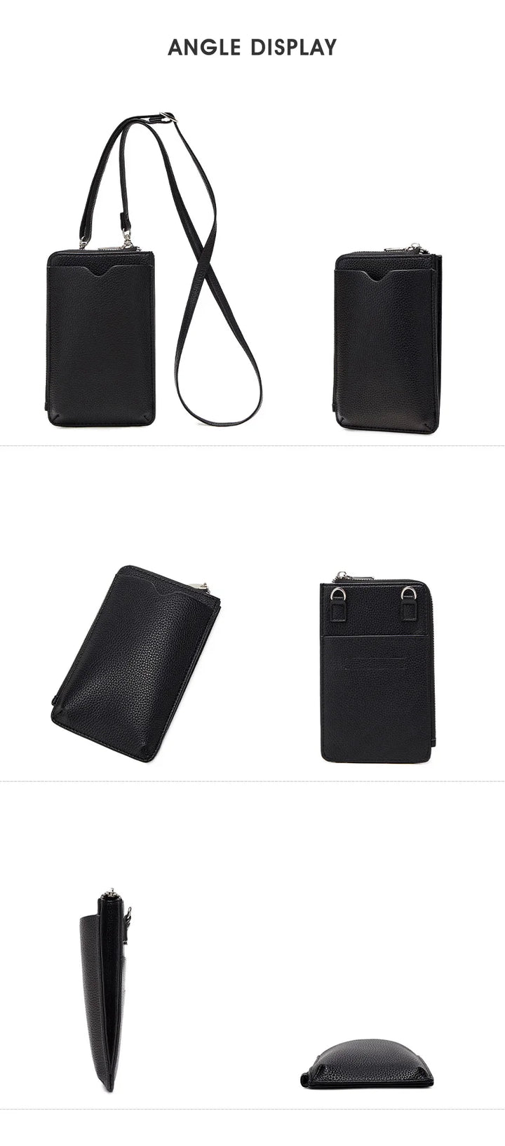 Women’s Litchi Pattern Crossbody Phone Bag | حقيبة هاتف نسائية كروس بودي بنقشة جلدية