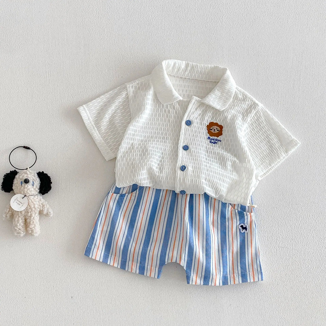Baby Boys’ Breathable Shirt & Shorts Set 1–3Y | طقم طفل خفيف بقميص وشورت لعمر ١–٣ سنوات