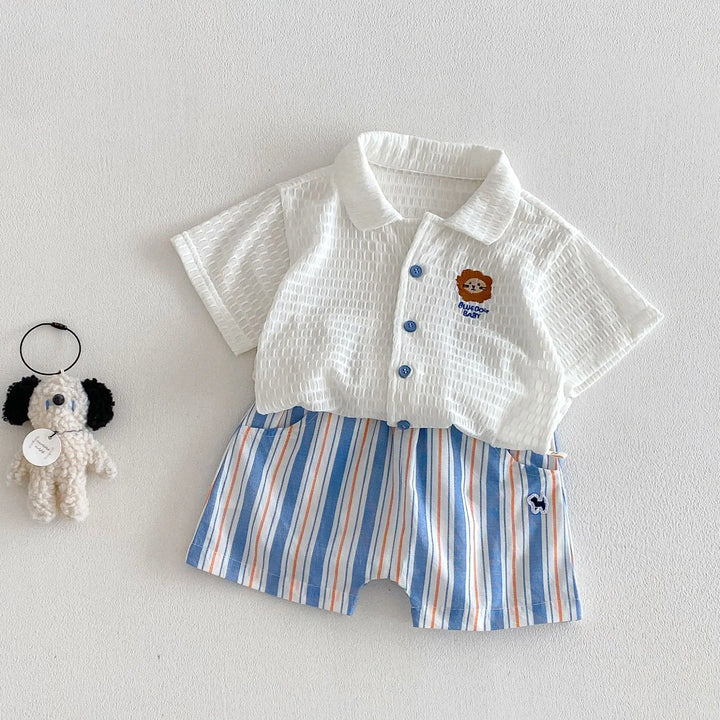 Baby Boys’ Breathable Shirt & Shorts Set 1–3Y | طقم طفل خفيف بقميص وشورت لعمر ١–٣ سنوات