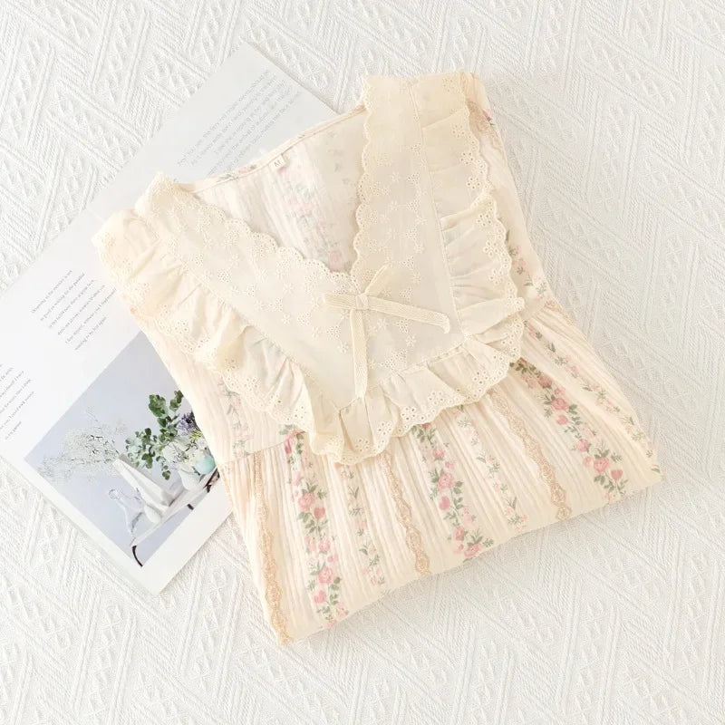 Women’s Cotton Summer Nightgown | جلابية بيت قطنية صيفي - Vine Print