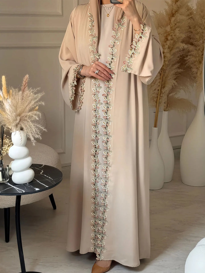 Women’s 2-Piece Abaya Set | Elegant Embroidered Modest Outfit