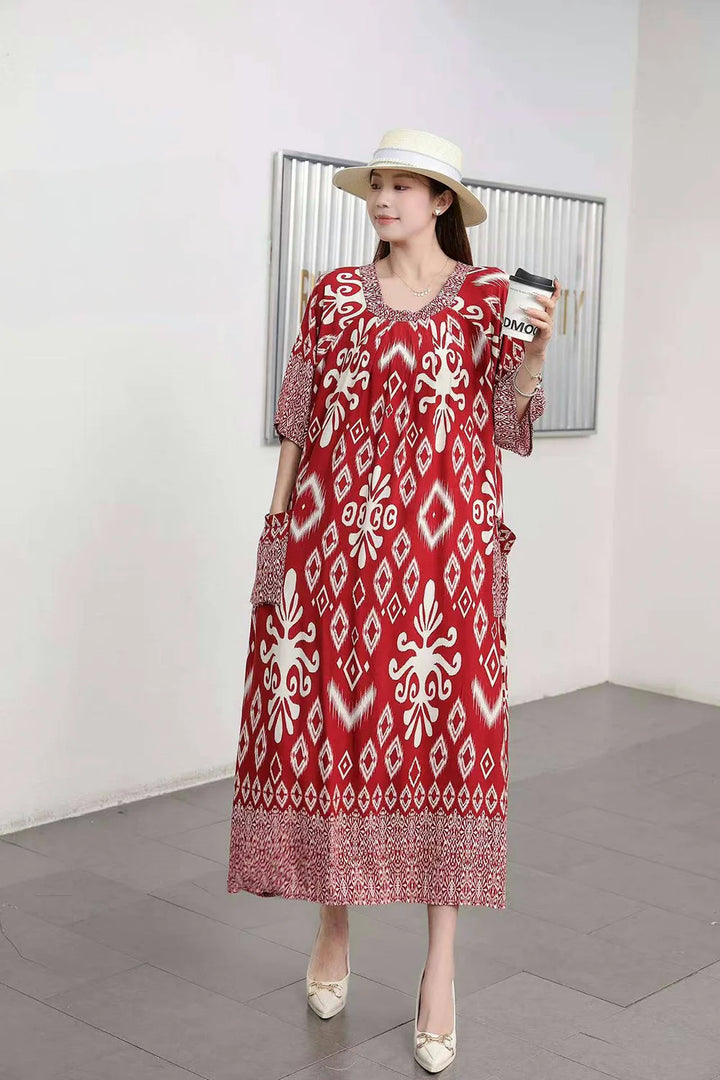Women’s Floral Maternity Lounge Dress | فستان بيت واسع ومريح - Floral