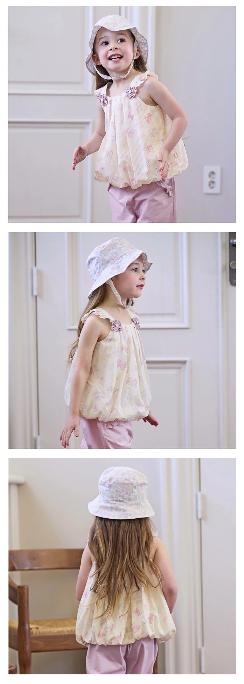 Girls Butterfly Print Summer Outfit Set