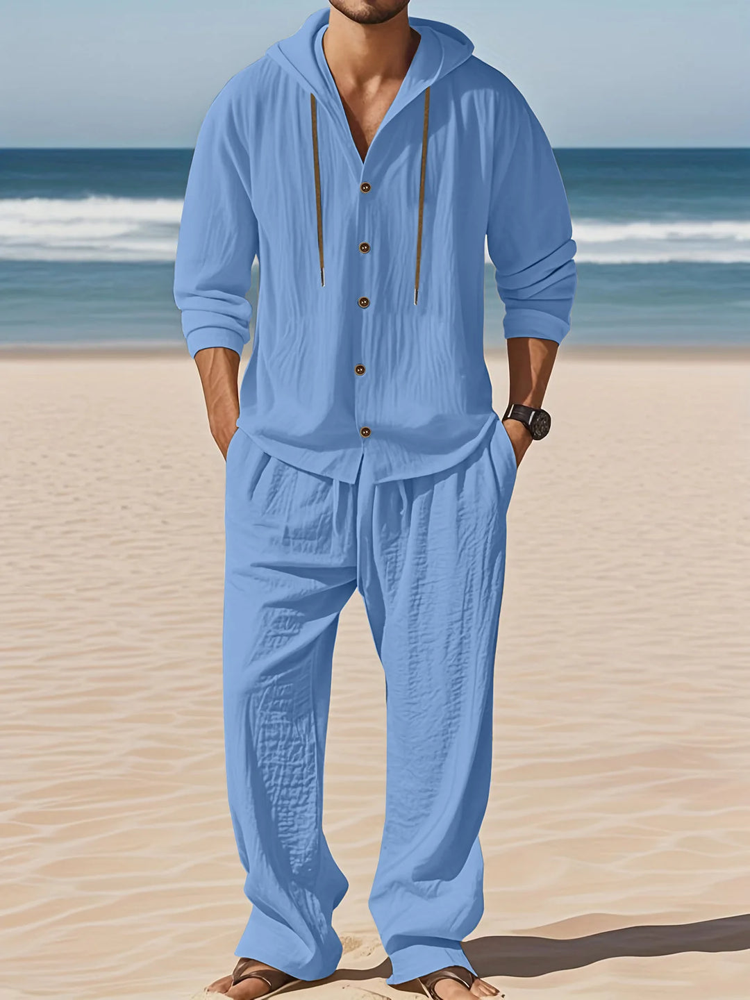 Men’s Linen Shirt & Pants Set | Breathable Relaxed Fit