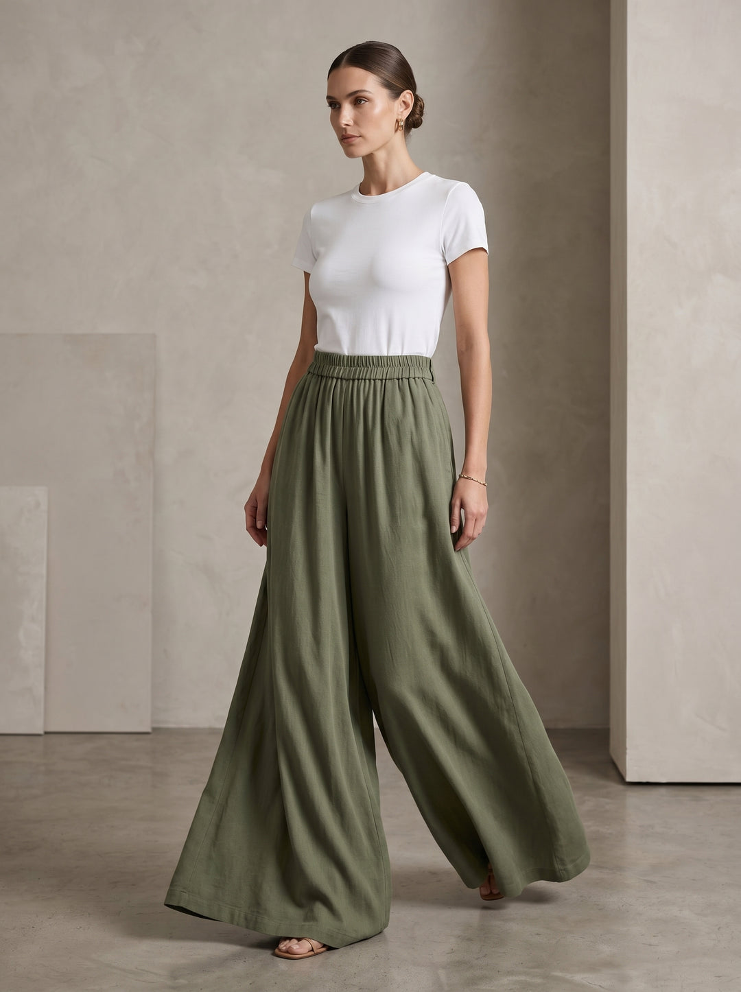 Women’s Flowing Tencel Trousers – Caramel | بنطال نسائي تنسل انسيابي بلون الكراميل