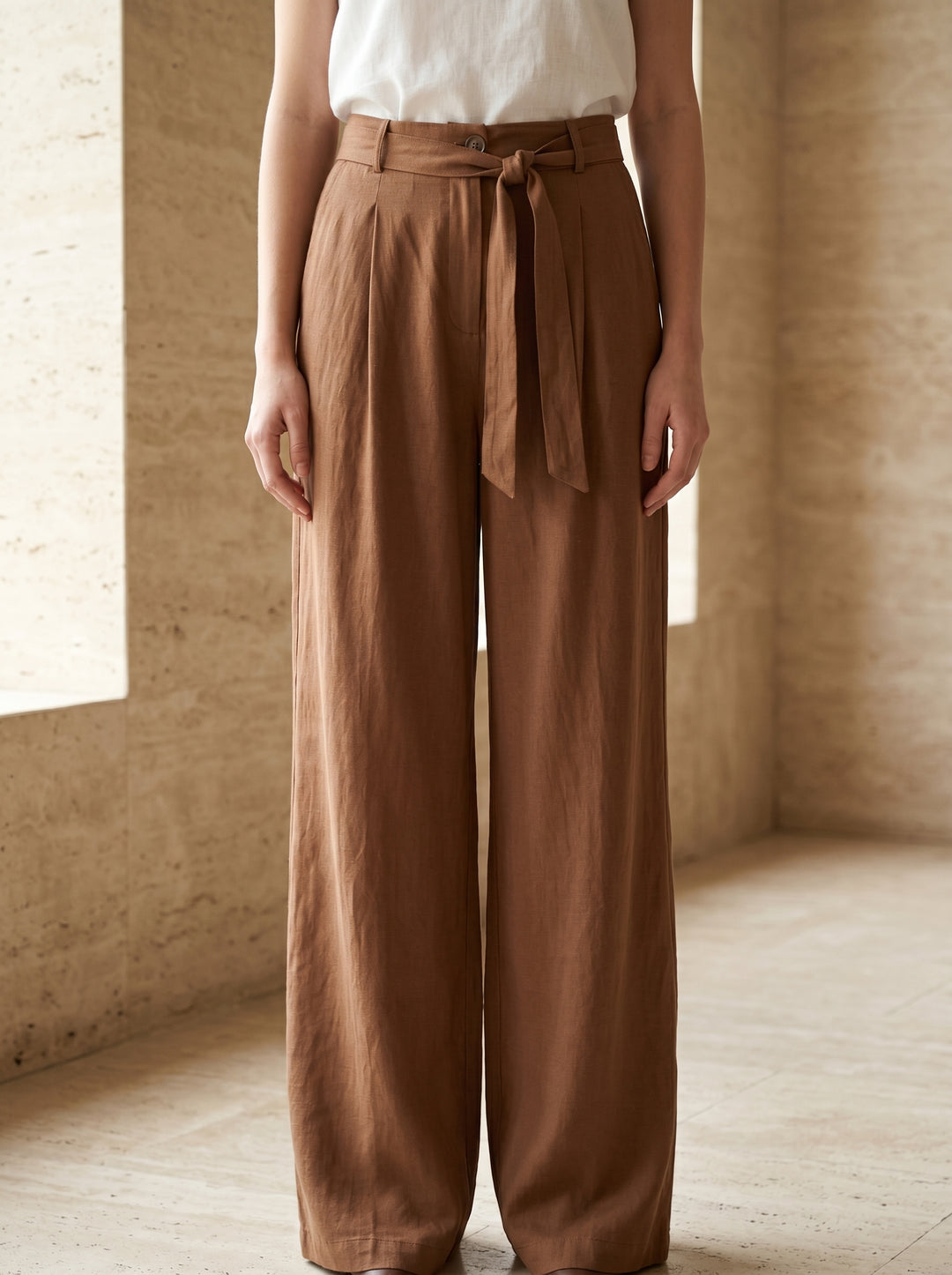 FLOWING - TENCEL TROUSERS - BEIGE