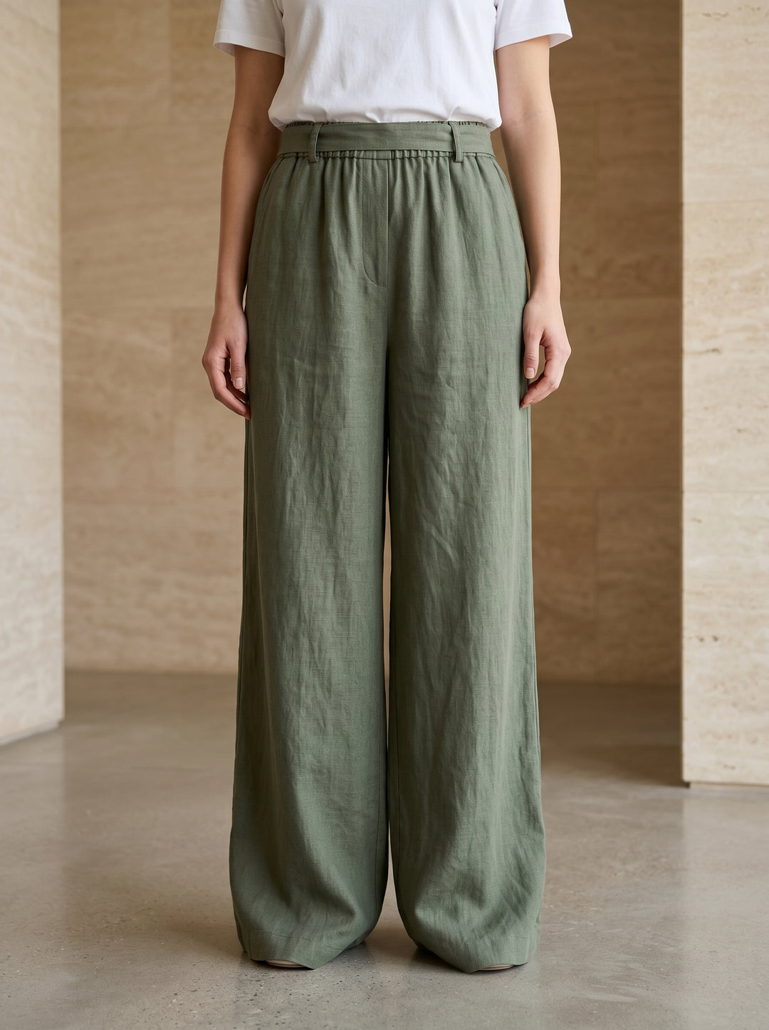 Women’s Flowing Tencel Trousers – Caramel | بنطال نسائي تنسل انسيابي بلون الكراميل