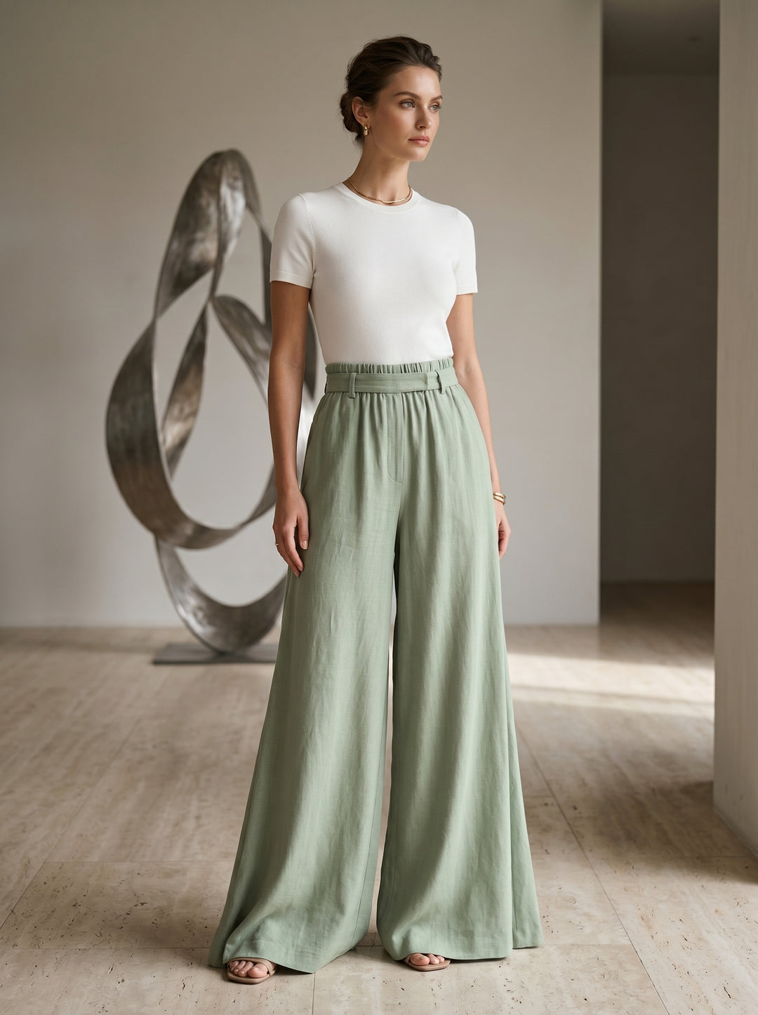 Women’s Flowing Tencel Trousers – Caramel | بنطال نسائي تنسل انسيابي بلون الكراميل
