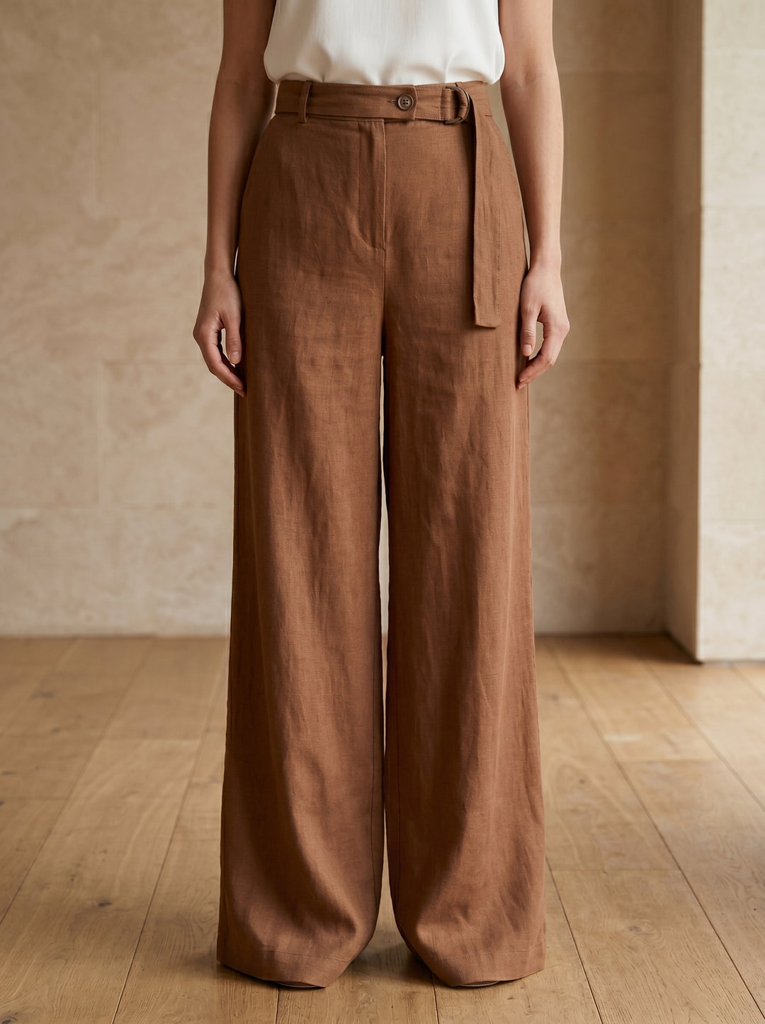 Women’s Flowing Tencel Trousers – Caramel | بنطال نسائي تنسل انسيابي بلون الكراميل