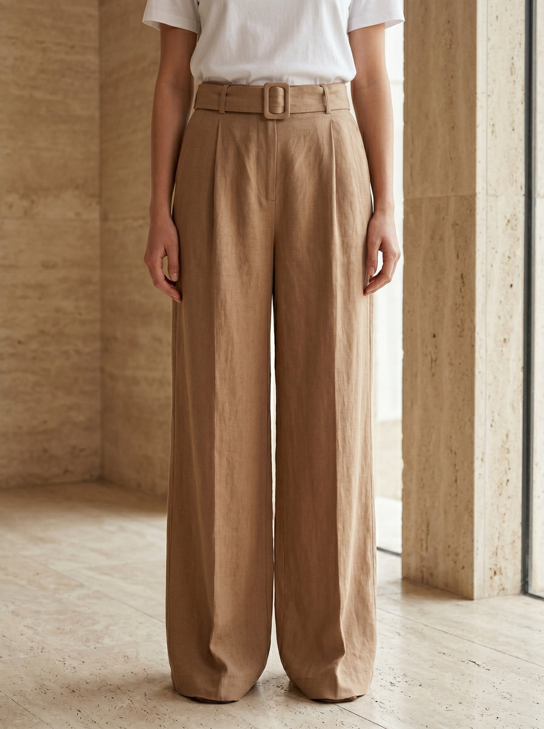 Women’s Flowing Tencel Trousers – Caramel | بنطال نسائي تنسل انسيابي بلون الكراميل