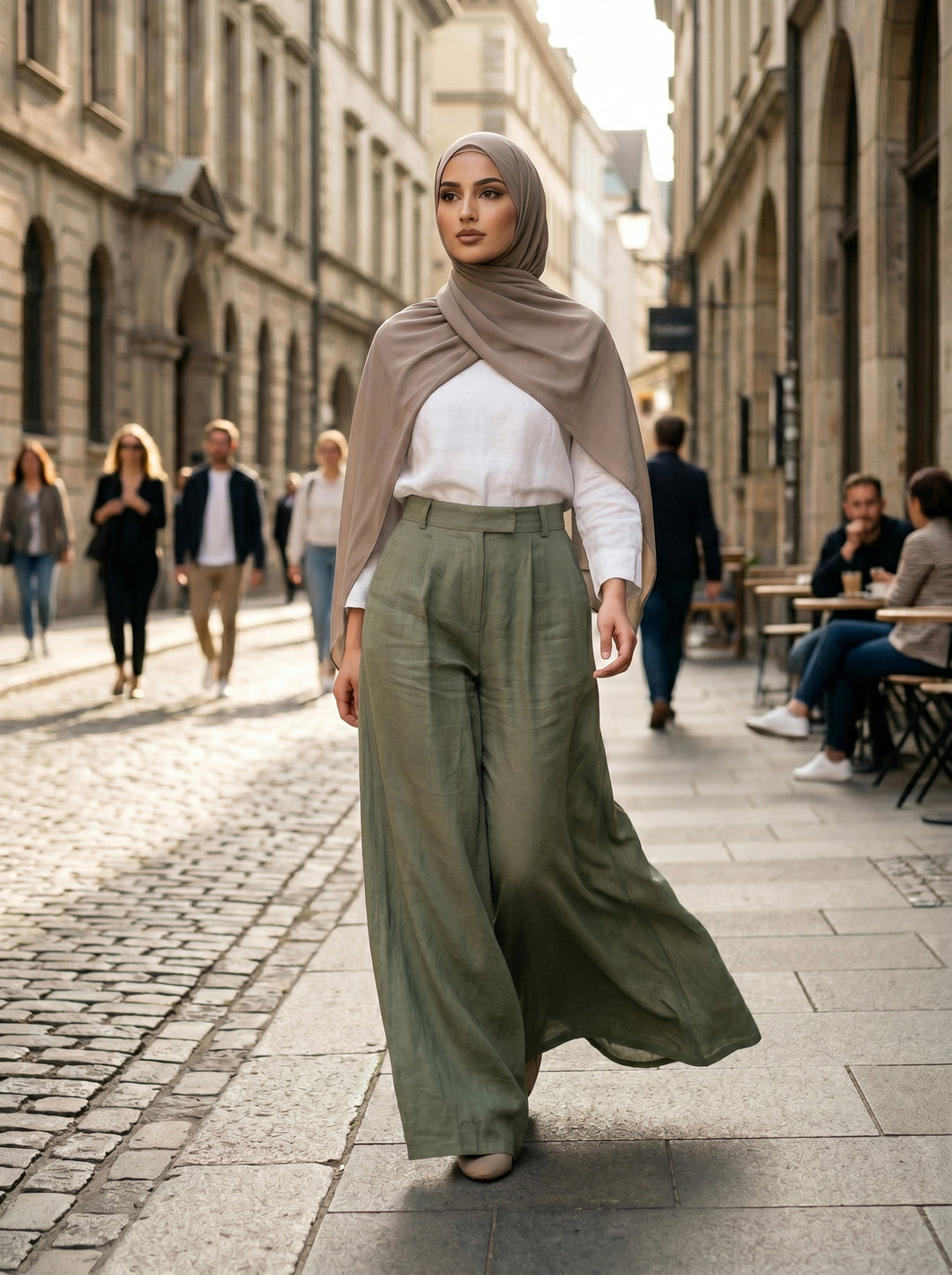 FLOWING - TENCEL TROUSERS - BEIGE
