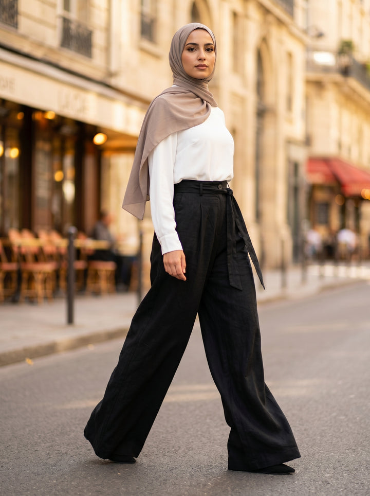 Women’s Flowing Tencel Trousers – Caramel | بنطال نسائي تنسل انسيابي بلون الكراميل