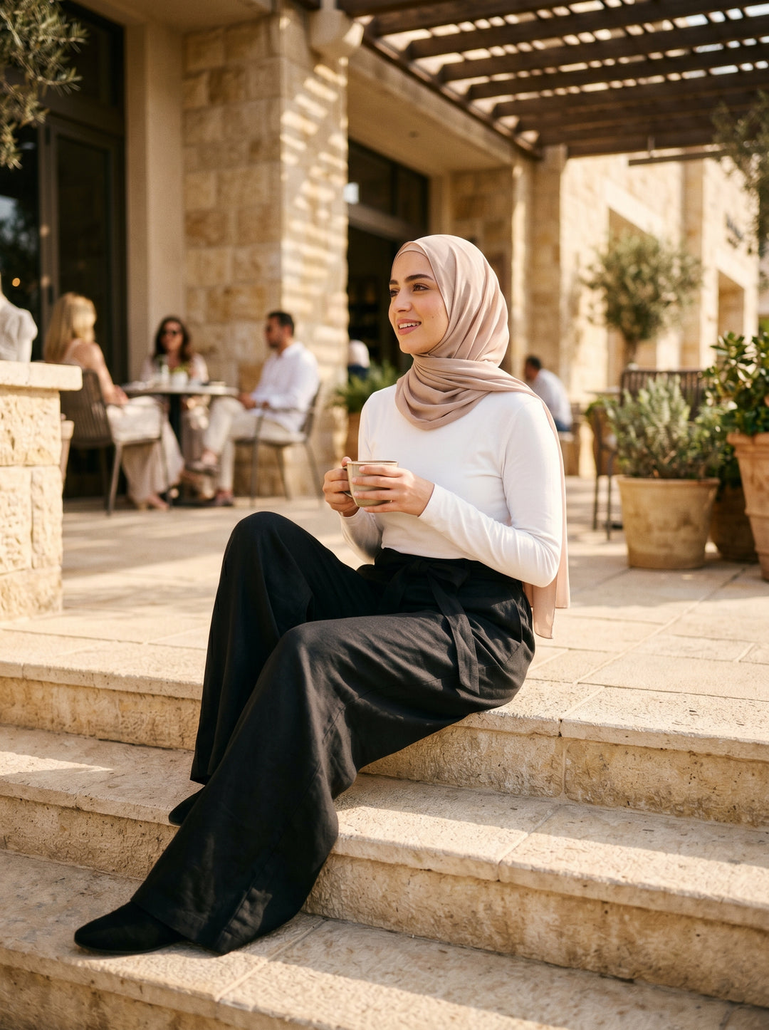Women’s Flowing Tencel Trousers – Caramel | بنطال نسائي تنسل انسيابي بلون الكراميل