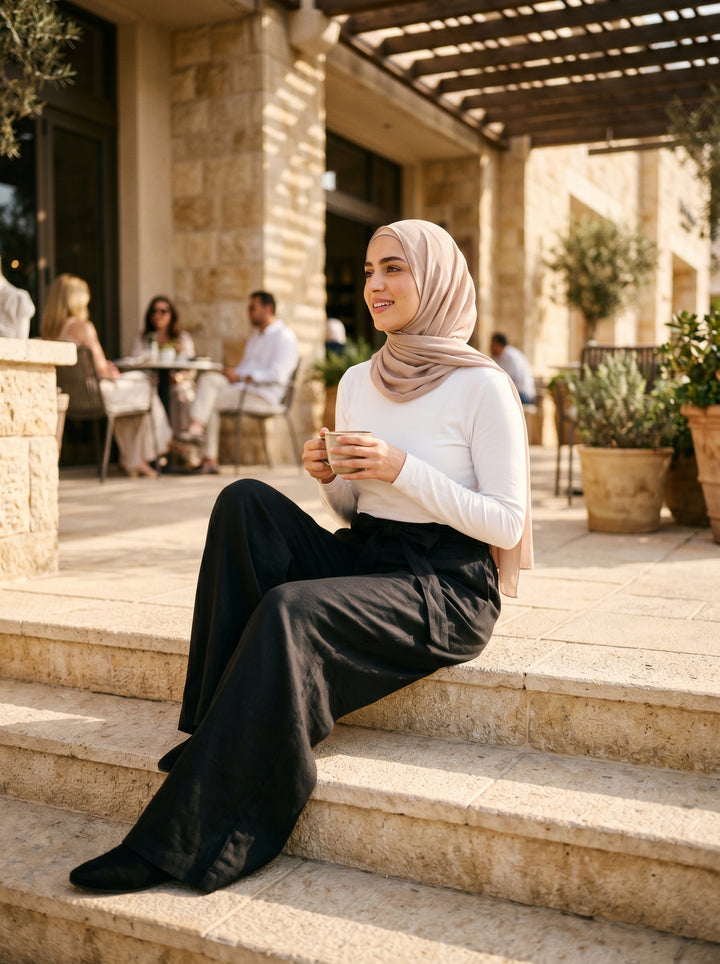 Women’s Flowing Tencel Trousers – Caramel | بنطال نسائي تنسل انسيابي بلون الكراميل