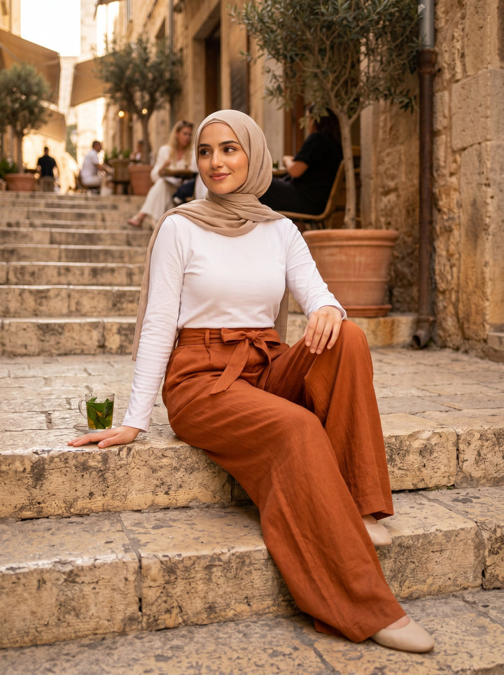 FLOWING - TENCEL TROUSERS - BEIGE
