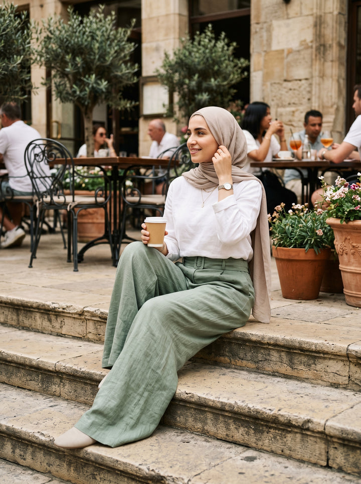 FLOWING - TENCEL TROUSERS - BEIGE