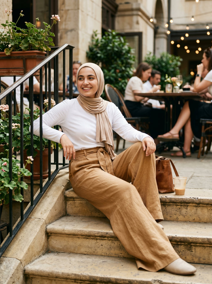 FLOWING - TENCEL TROUSERS - BEIGE