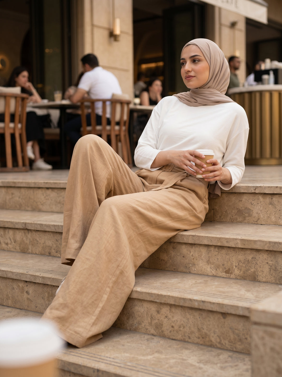 Women’s Flowing Tencel Trousers – Caramel | بنطال نسائي تنسل انسيابي بلون الكراميل