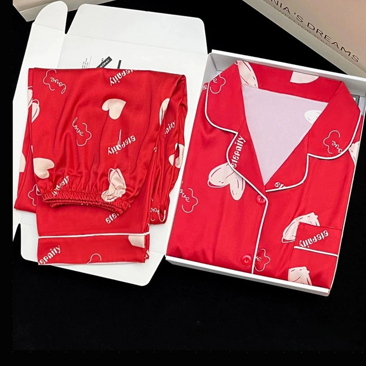 Women’s Playful Satin Pajama Set | بيجامة ساتان نسائية ناعمة للبيت