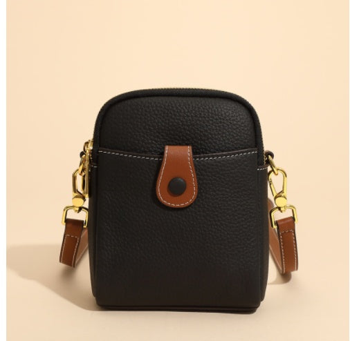 Women’s Litchi Pattern Leather Phone Bag | حقيبة هاتف نسائية جلدية بنقشة ليتشي