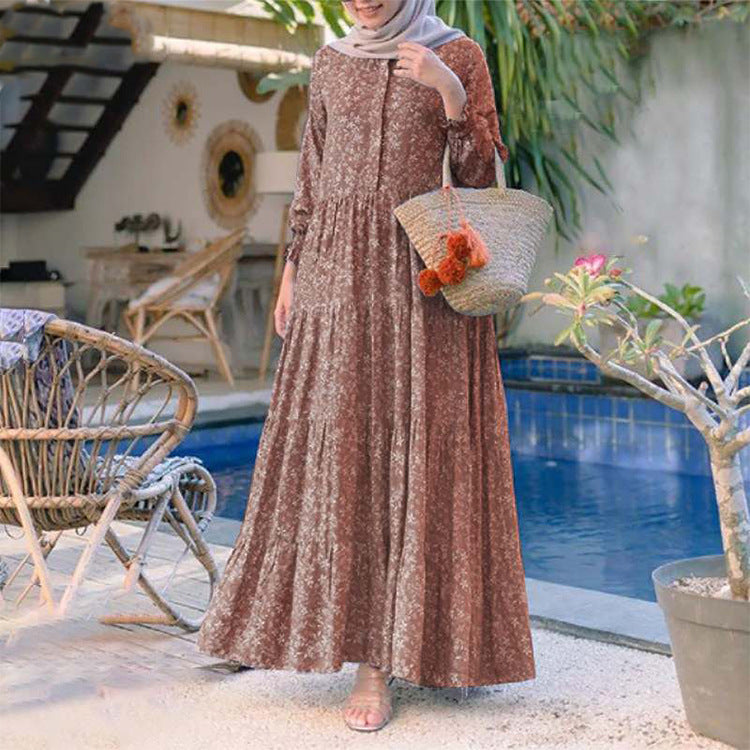 Breathable Floral Maxi Dress | فستان زهور طويل