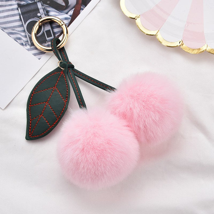 Women’s Plush Cherry Bag Charm Keychain | تعليقة حقيبة نسائية بتصميم كرز ناعم