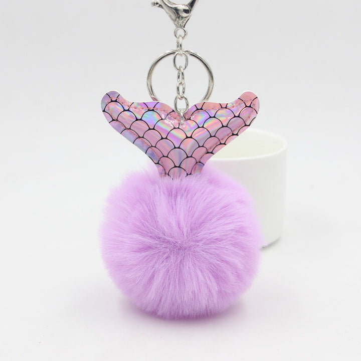 Women’s Fluffy Fish Tail Bag Charm Keychain | تعليقة حقيبة نسائية فروية بتصميم ذيل سمكة