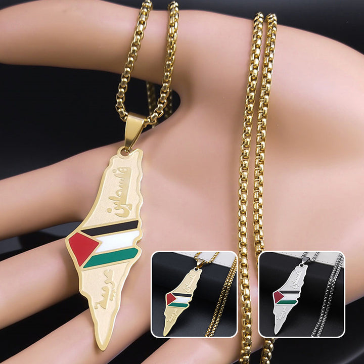 Women’s Heritage Map Pendant Necklace | قلادة خريطة أرضنا من تراث أهلنا