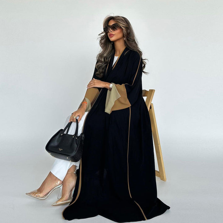 The Noir Contrast Stitch Abaya