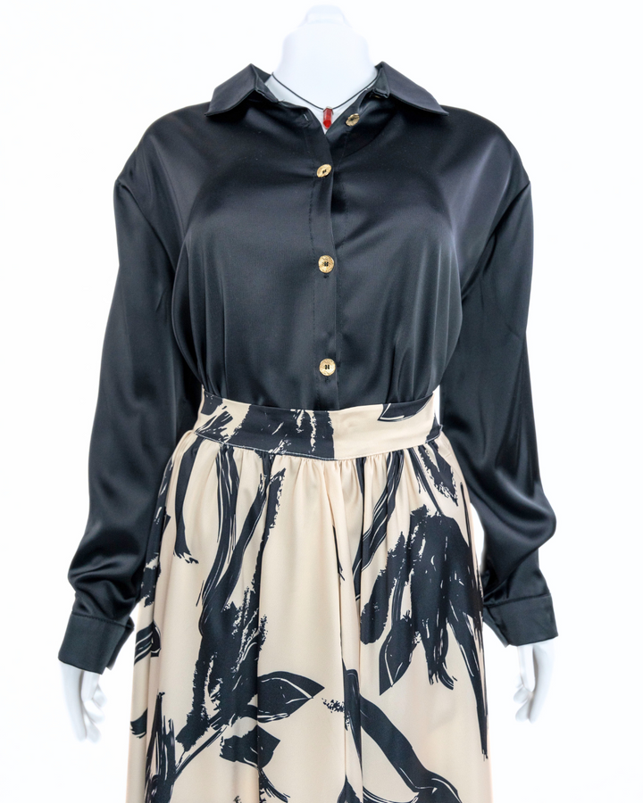 GRACEFUL SATIN - BLOUSE - BLACK