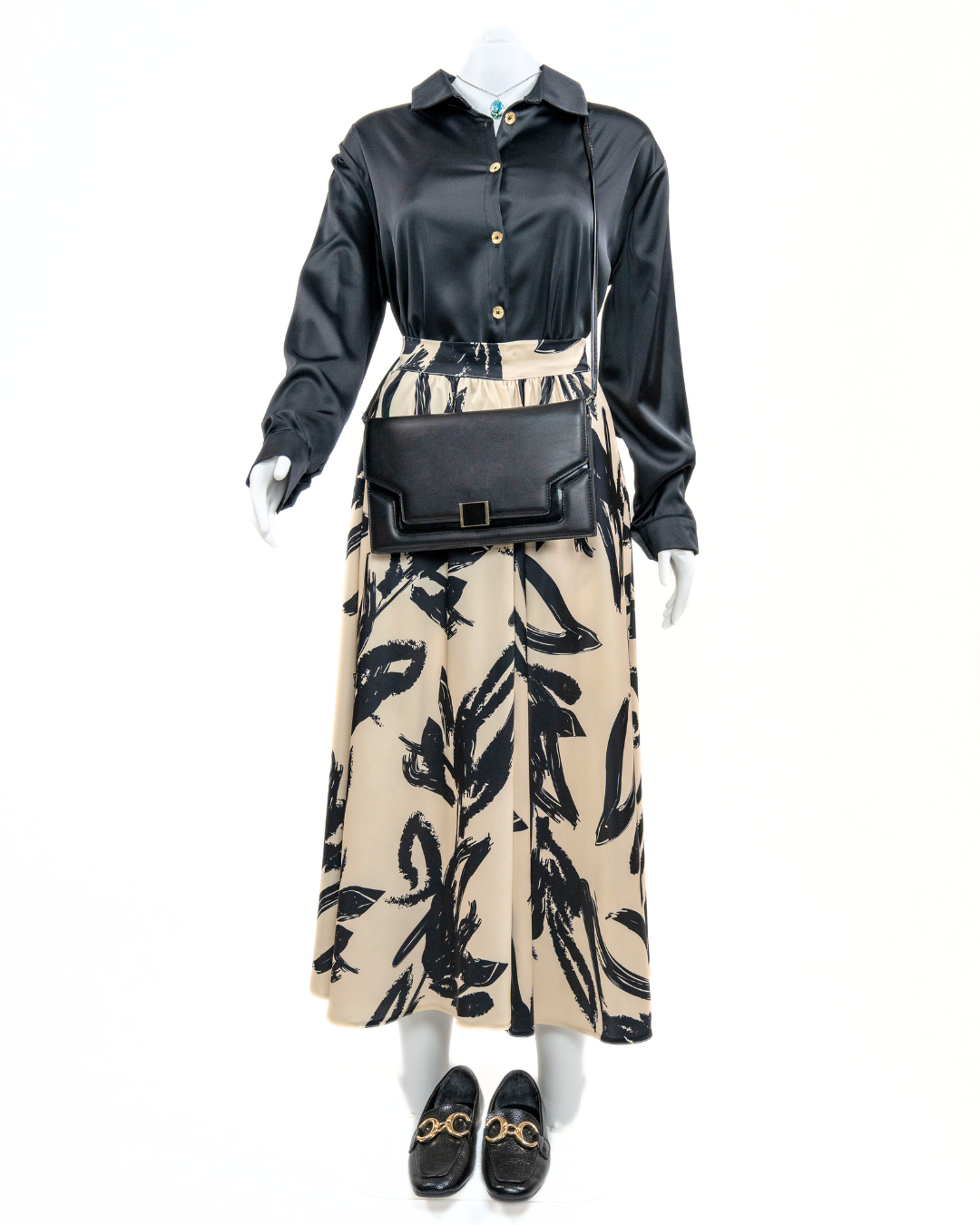 GRACEFUL SATIN - BLOUSE - BLACK
