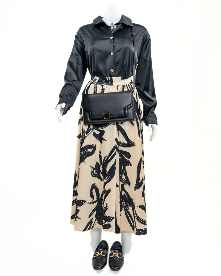 GRACEFUL SATIN - BLOUSE - BLACK
