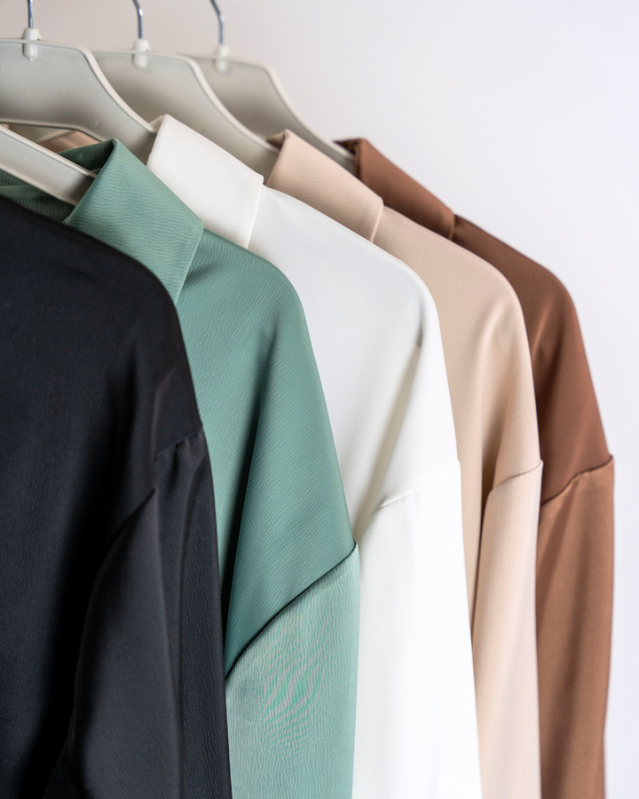 GRACEFUL SATIN - BLOUSE - COFFEE