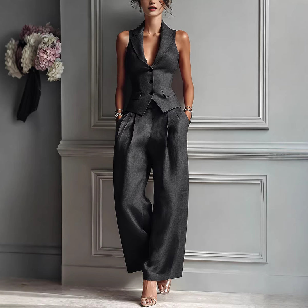 The Elegant Tailored Vest & Wide-Leg Pants Set