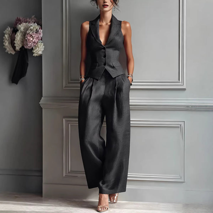 The Elegant Tailored Vest & Wide-Leg Pants Set