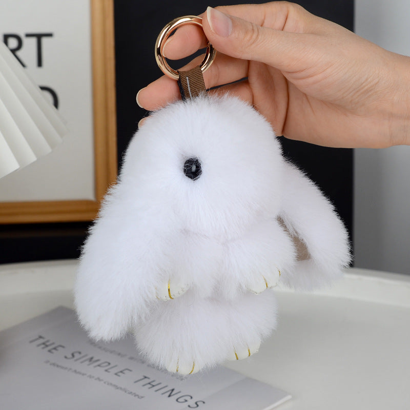 Women’s Plush Rabbit Bag Charm Keychain | تعليقة حقيبة نسائية بتصميم أرنب ناعم