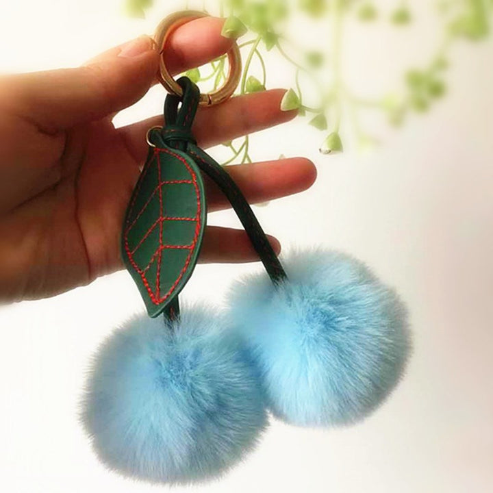 Women’s Plush Cherry Bag Charm Keychain | تعليقة حقيبة نسائية بتصميم كرز ناعم