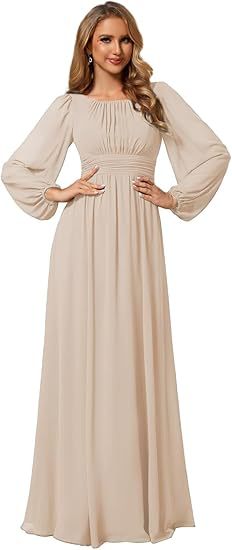 Women's Long Chiffon Evening Dress | فستان سهرة شيفون طويل